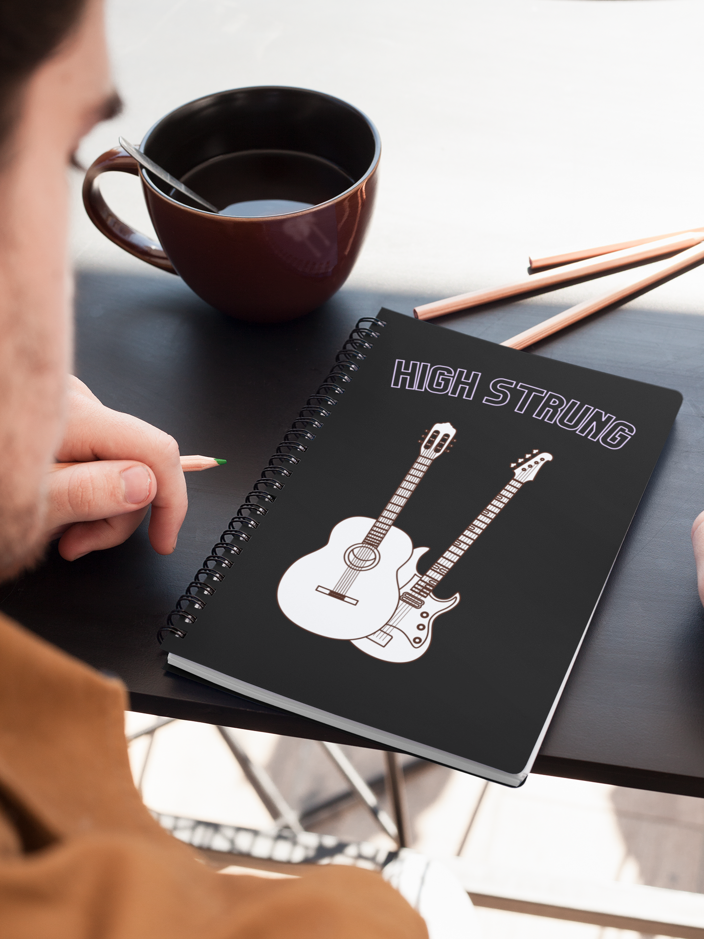 High Strung | Guitar Spiral Notebook | Ruled Musician's Journal 6"x8"