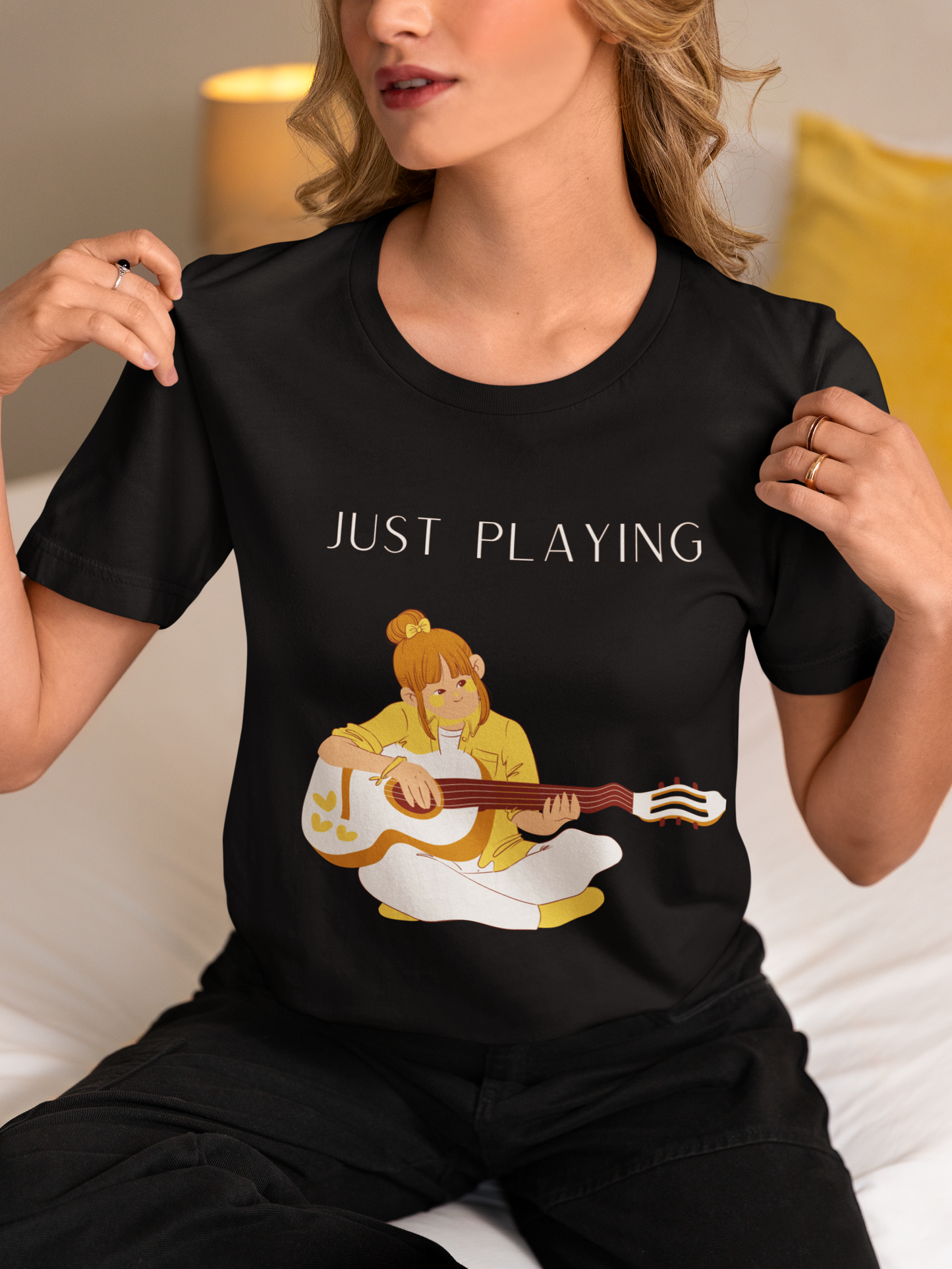 Just Playing | Creative Guitar T-Shirt | Great for Music Lovers